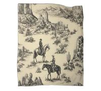 kaiyun Jinetes del Oeste Manta Y Transpirable Suave Estampada para Acampar Al Aire Libre Paisaje desértico Sketch Colcha para Dormitorio De Las Cuatro Estaciones 50x60inch(127x152cm)