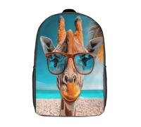 kaiyun Jirafa con gafas de sol Mochilas Escolar,3D Estilo de vacaciones en la playa Impreso,Bolsas De Niños Estudiantes De Primaria Y Secundaria 17inch