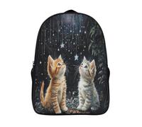 kaiyun Kitten Among The Shooting Stars Mochila Escolar Para Niños Cute Animals Viaje Bolsas Para Portátil Adolescentes Alta Capacidad Bolsa De Escuela 16 inch