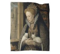 kaiyun La Reina Medieval y su Gatito en el Castillo Blanket Sofa Throw 3D Impreso Es Suave Y Cómodo Al Tacto,Adecuado para Que Toda La Familia Se Mantenga Abrigada 60x80inch(150x200cm)