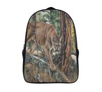 kaiyun Large Mountain León Sneaking through Pine Trees in Autumn Mochila Para Niños De Libro De Jardín De Infantes Ajustables De Libro De Niñas De Escuela Primaria 16 inch