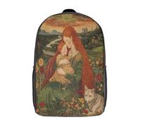 kaiyun Largo-Mujer pelirroja con un bebé Bolsa De Escuela De Niño Y Niña,Mochila De Escuela Primaria Con Estampado De Secret Jardín Silver Lobo Dibujos Niños Adolescentes 17inch