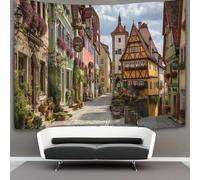 kaiyun Las encantadoras calles medievales de Rothenburg ob der Tauber Tapiz Para Colgar En La Pared, Tapices Decoración Para Sala De Estar Dormitorio 70cmx100cm