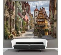 kaiyun Las encantadoras calles medievales de Rothenburg ob der Tauber Tapiz Para Colgar En La Pared, Tapices Arte De Pared Estético Decoración Del Hogar Para Sala De Estar Dormitorio 150cmx200cm