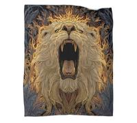 kaiyun León con la Boca Abierta Manta Estampada 3D Estilo árabe y Tribal Colcha De Diseño Ropa De Cama De Microfibra Suave Y Cálida Sofá Ropa De Cama 80x90inch(200x230cm)
