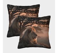 kaiyun León Lying on The Savannah in The Sun Fundas De Almohada Cojín Decorativo para Sofá Decoración Coche 45x45cm 2 Paquetes