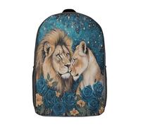 kaiyun León y leona Mochilas Escolar,3D Romantic Vida silvestre Art Impreso,Bolsas De Niños Estudiantes De Primaria Y Secundaria 17inch