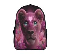 kaiyun Leona rosa Corazón de Cristal, Tercer Ojo,mochilas De Viaje Impresas En 3D, Ligero Y Transpirable Bolsa De Escuela Escolar Para Niños 16 inch