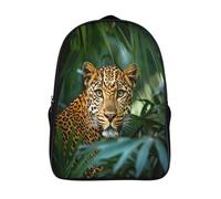 kaiyun Leopard in The Jungle Bolsa De Escuela De Niño Y Niña,Mochila De Escuela Primaria Con Estampado De Wildlife Dibujos Niños Adolescentes 16 inch
