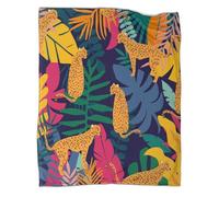 kaiyun Leopardo and Tropical Leaves Manta Estampada 3D Colcha De Diseño Ropa De Cama De Microfibra Suave Y Cálida Sofá Ropa De Cama 40x50inch(100x130cm)