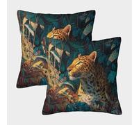 kaiyun Leopardo in The Brightly Lit Bosque Funda De Almohada con Cremallera Invisible Decoración del Hogar para Sofá 50x50cm 2 Paquetes