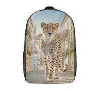 kaiyun Leopardo Walking Down The Central Street of Lisbon Mochila Infantil Colegio Y La Guardería Con Bolsa De Escuela Ideal Niños Y Niñas 17inch