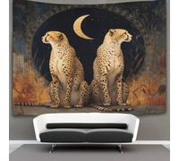 kaiyun Leopardos Sitting Back to Back with The Crescent Moon in The Middle Tapiz Tapices De Pared,Colcha De Pícnic, Decorativo Toalla De Playa 180cmx230cm