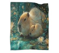 kaiyun Lindo Carpincho Manta Cálida Y Transpirable Suave Estampada para Acampar Al Aire Libre Huge Water Lilies Golden Fireflies Colcha para Dormitorio De Las Cuatro Estaciones 60x80inch(150x200cm)