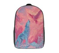 kaiyun Lobo azul hielo, fénix rosa Mochilas Para Chicos Y Chicas Adolescentes Bolsa De Escuela 17inch Gran Capacidad Con Hebilla De Ajust