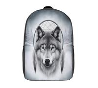 kaiyun Lobo Head Bolsa Unisex,Estilo de arte nativo Mochila Escolar Para Adolescentes Ultraligero 17inch