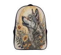 kaiyun Lobo Head Bolsas Niños Con Diseño Transpirable Y Cremallera Animal salvaje Mochila Escolar Estudiantes Adolescentes Chicos Chicas 16 inch