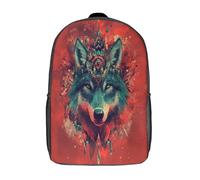 kaiyun Lobo Head Wearing A Crown Mochila Escolar Para Niños Gran Capacidad Arte Abstractoo Element En 3D Para Estudiantes De Primaria Y Secundaria De 17inch