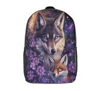 kaiyun Lobo with Blue Eyes Niños, Niñas Y Adolescentes, Bolsa De Escuela Ligera Para Portátil, Arte de vida silvestre cósmica de fantasía Mochila Informal 17inch