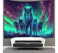 kaiyun Lobos Tapiz Para Colgar En La PaRojo Cielo de Auroras boreales Tapices Estéticos,decoración De Dormitorio, Sala De Estar,dormitorio 180cmx230cm