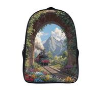 kaiyun Locomotora de vapor, túnel arqueado Mochila Escolar Para Niños Viaje Bolsas Para Portátil Adolescentes Alta Capacidad Bolsa De Escuela 39x29x16cm