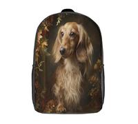 kaiyun Long-haired Dachshund Bolsas Niños Con Diseño Transpirable Y Cremallera Escena Otoñal Mochila Escolar Estudiantes Adolescentes Chicos Chicas 17inch