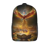 kaiyun Loto dorado Mochila Escolar Para Niños Gran Capacidad Fénix extiende sus alas y se eleva hacia el cielo En 3D Para Estudiantes De Primaria Y Secundaria De 17inch