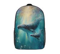kaiyun Madre Ballena Jorobada y su Cría Mochila Niña Chicos Escolares Adolescentes Bolsa De Escuela Infantil 17inch
