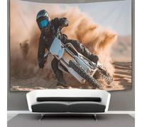 kaiyun Man Riding Off-road Motorcycle Lying on His Side on The Desert Floor Tapiz Para Colgar En La Pared, Tapices Decoración Para Sala De Estar Dormitorio 70cmx100cm