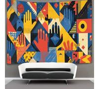 kaiyun Manos que Ayudan en un Patrón Geométrico Tapices Para,sala De Estar,apartamento,dormitorio,decoración Artística De Pared 180cmx230cm