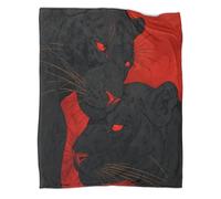 kaiyun Manta Close-up of The Heads of Two Black Panthers with Red Eyes,Ropa Cama De Felpa Suave 70x80inch(180x200cm),colchas Patchwork