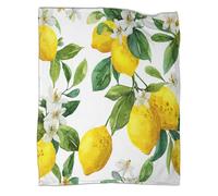 kaiyun Manta Estilo Acuarela,Ropa Cama De Felpa Suave 70x80inch(180x200cm),colchas Patchwork Lemon and Flores Pattern