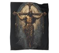 kaiyun Manta La crucifixión de Jesús,Ropa Cama De Felpa Suave 80x90inch(200x230cm),colchas Patchwork Estilo de Arte religioso