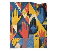 kaiyun Manta Manos Que se ayudan en un patrón geométrico,Ropa Cama De Felpa Suave 50x60inch(127x152cm),colchas Patchwork