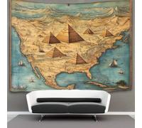 kaiyun Mapa de las civilizaciones perdidas de Occidente Tapiz De Pared Pirámides egipcias Wall Tapestry, Ela Decoración Para Sala Estar Dormitorio La Pared Del 100cmx150cm