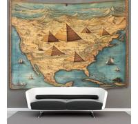 kaiyun Mapa de las civilizaciones perdidas de Occidente Tapiz Para Colgar En La Pared,Pirámides egipcias Tapices Arte De Pared Estético Decoración Del Hogar Para Sala De Estar Dormitorio 180cmx230cm