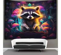 kaiyun Mapache en el Bosque Tapiz Hongos Brillantes Fantásticos Tapices De Pared,Colcha De Pícnic, Decorativo Toalla De Playa 100cmx150cm