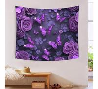 kaiyun Mariposa morada Tapiz Rosas Para Colgar En La Pared Del Dormitorio Decoración Del Hogar Impresión HD Para Sala De Eestrella,dormitorio Y Dormitorio 70cmx100cm