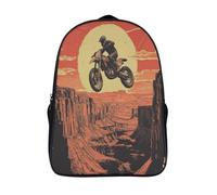 kaiyun Motocicleta Ride Niños, Niñas Y Adolescentes, Bolsa De Escuela Ligera Para Portátil, Volando sobre el Gran Cañón Mochila Informal 16 inch