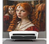 kaiyun Mujer del espejo Tapiz Estético Del Dormitorio - De Pared Independiente Decoración De La Habitación Red-haired People in Medieval England Colgante De Pared, Arte De Pared 130cmx150cm