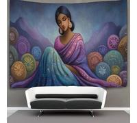 kaiyun Mujer envuelta en un sari, arte folclórico Tapiz Para Colgar En La Pared Tapices Estéticos,decoración De Dormitorio, Sala De Estar,dormitorio 180cmx230cm