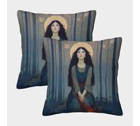 kaiyun Mujer Medieval arrodillada Junto a una Hoguera Cojín Almohada 3D Suave Al Tacto,sofá Silla Muebles para El Hogar 40x40cm 2 Paquetes