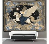 kaiyun Mujer rubia montando un Pegaso, estilo medieval Tapiz Para Colgar En La Pared, Tapices Arte De Pared Estético Decoración Del Hogar Para Sala De Estar Dormitorio 100cmx150cm