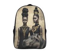 kaiyun Mujeres africanas Mochila Niña Chicos Hipopótamo Escolares Adolescentes Bolsa De Escuela Infantil 16 inch