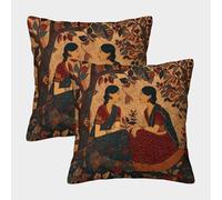 kaiyun Mujeres conversando bajo el árbol Fundas De Almohada Cojín Decorativo para Sofá Decoración Coche 50x50cm 2 Paquetes