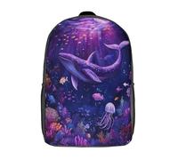 kaiyun Mundo submarino Mochila Escolar Para Niños Gran Capacidad Arrecifes de coral de ensueño, peces tropicales y medusas En 3D Para Estudiantes De Primaria Y Secundaria De 17inch