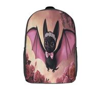 kaiyun Murciélago de dibujos animados Alas rosas con pajarita y diadema de encaje Mochilas Escolares Adolescentes Para Escuela Intermedia Niño Y Niñas Bolsas Escolares 17inch
