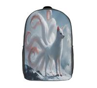 kaiyun Nine Tailed Blanco Zorro on The Mountain Top Niños, Niñas Y Adolescentes, Bolsa De Escuela Ligera Para Portátil, Mochila Informal 17inch