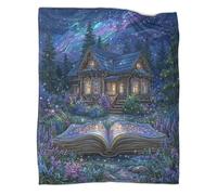 kaiyun Noche Estrellada Manta Súper Suave | Casa de Campo, Libro Abierto, luciérnagas Colcha Patchwork | Funda De Viaje Cómoda Y Esponjosa 50x60inch(127x152cm)
