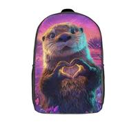 kaiyun Nutria adorable Mochila Infantil Forma de corazón Bolsa De Escolar Niña Niño Bolsas Mochilas Para Colegio Viaje Cámping 17inch